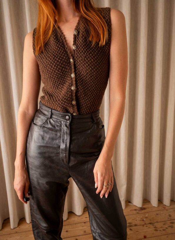 The deep dark brown leather pant - Size up to 36 - Image 5