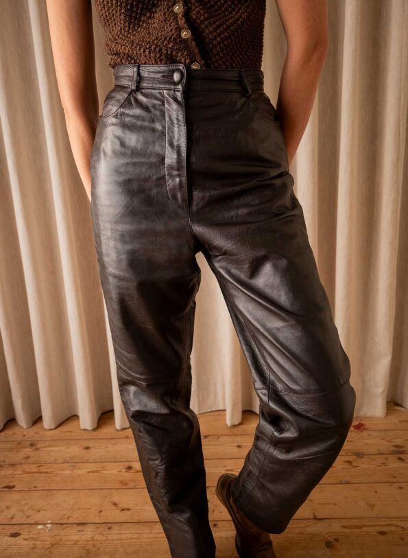The deep dark brown leather pant - Size up to 36 - Image 6