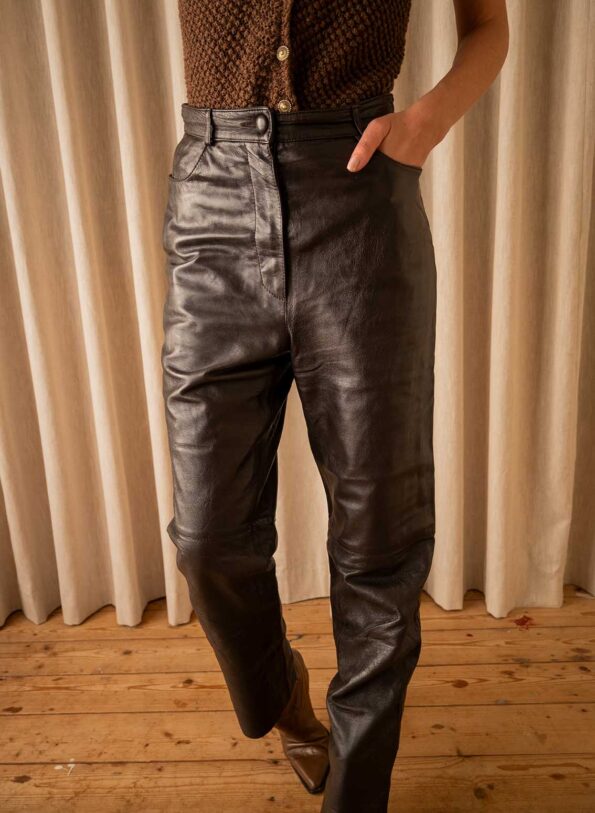 The deep dark brown leather pant - Size up to 36 - Image 2