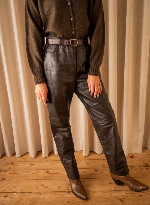 The deep dark brown leather pant - Size up to 36