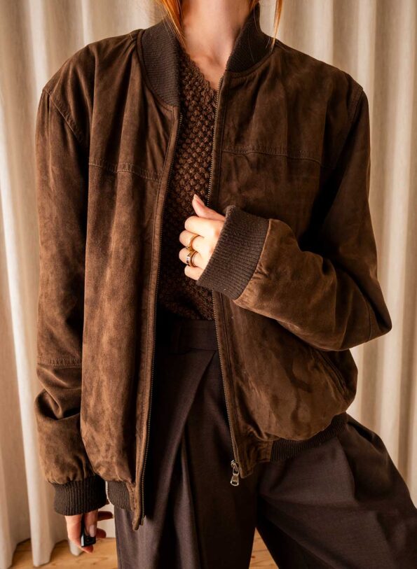 The suede dark brown bomber jacket - size up to 40 - Image 5