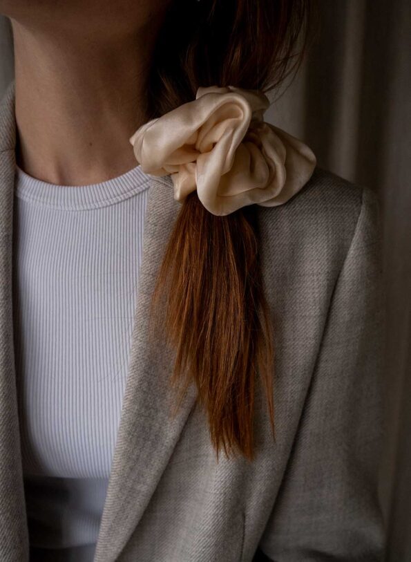 &II upcycled:  The soft pink satin silk scrunchie - Image 5