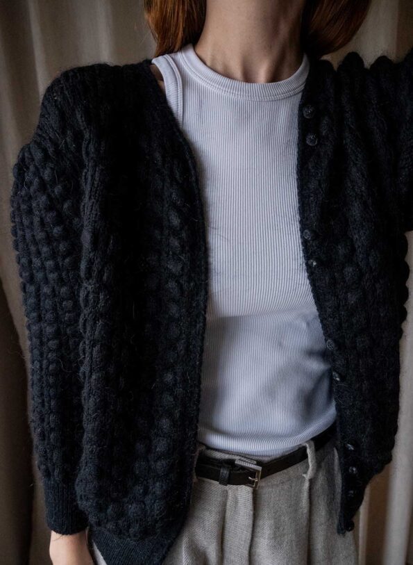 The black wool bubble cardigan - Size up to 36