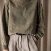 The perforated suede top in sage green - Size up to 38 - Image 2