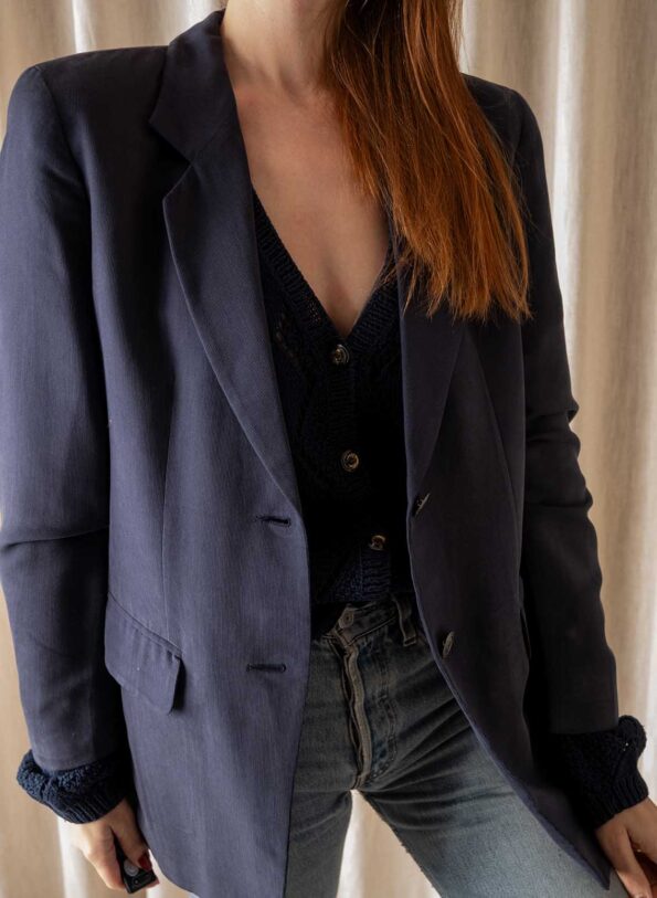 The silk blend navy blue blazer by MARELLA - Size up to 36 - Image 4