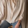 The cream pintuck bow blouse in silk - Size up to 36 - Image 3