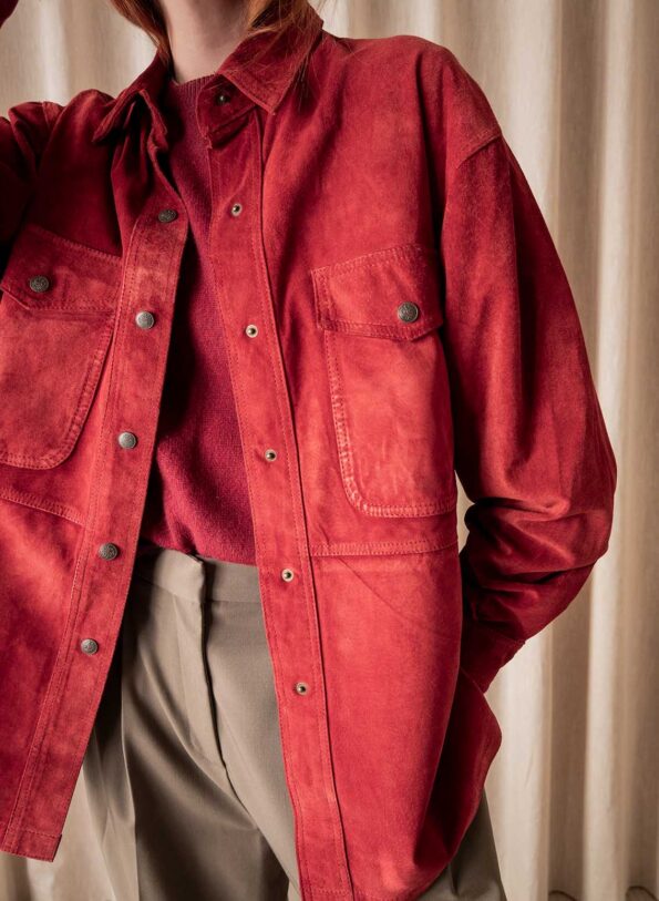 The suede burnt red shirt - Size up to 42