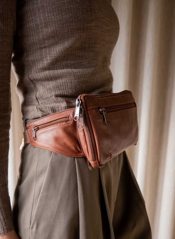 The brown 100% leather bum bag