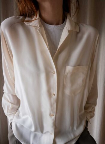 The 100% silk off white blouse - Size up to S