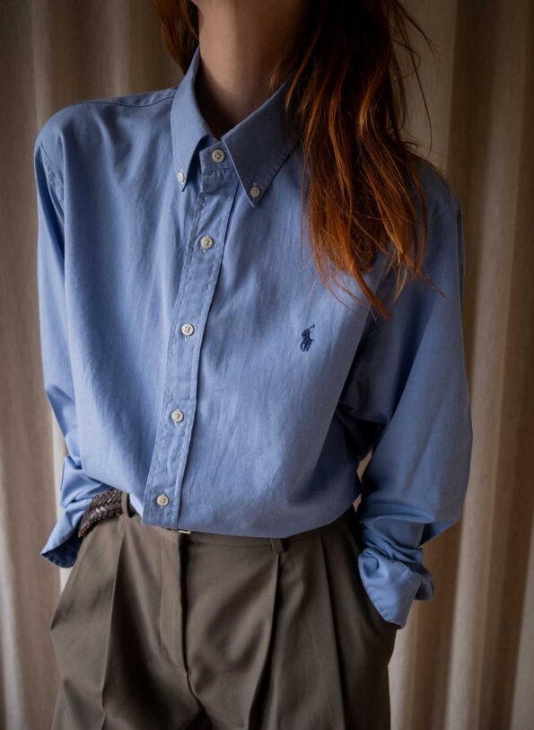 The RALPH LAUREN sky blue cotton shirt - Size up to L