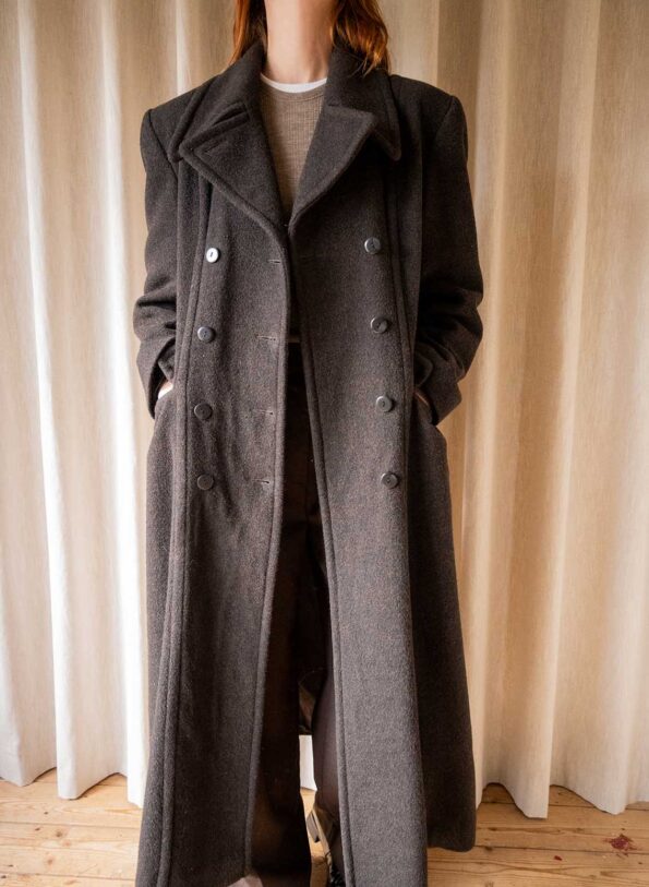 The deep brown wool long coat - Size up to 38 - Image 8