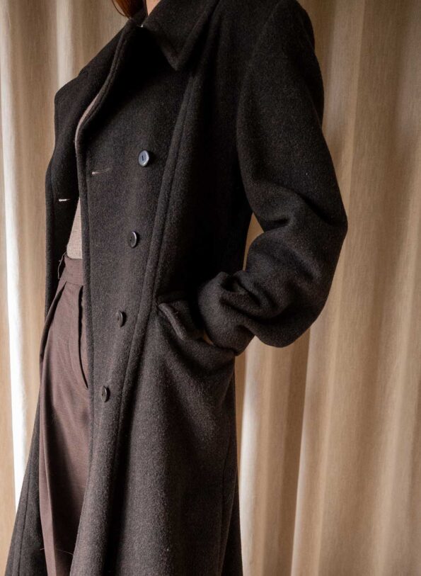 The deep brown wool long coat - Size up to 38 - Image 7