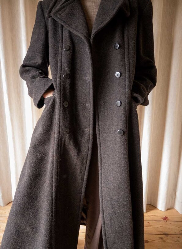 The deep brown wool long coat - Size up to 38 - Image 4