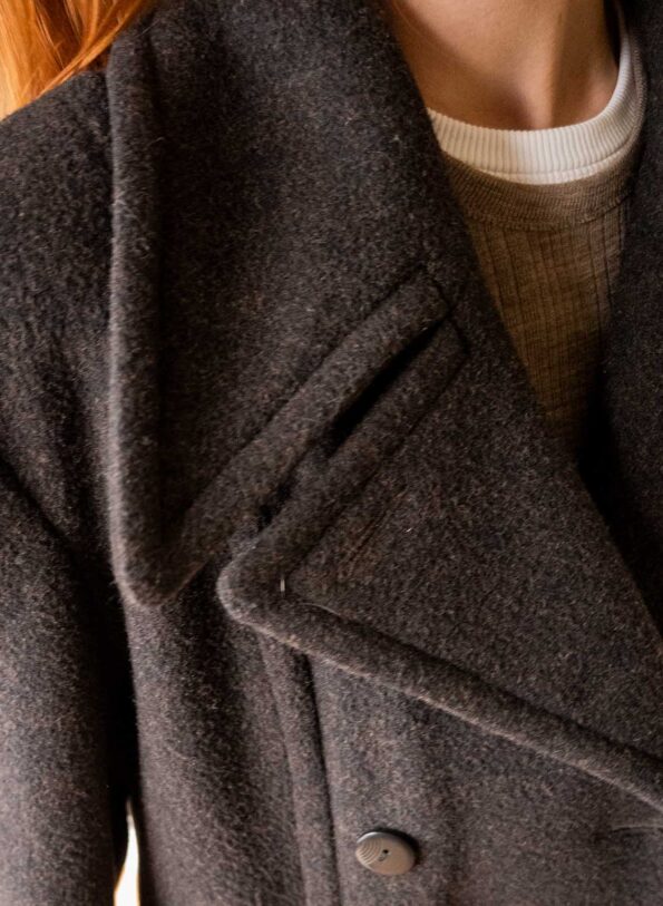 The deep brown wool long coat - Size up to 38 - Image 5