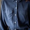 The navy blue perfect basic blouse in silk - Size up to M