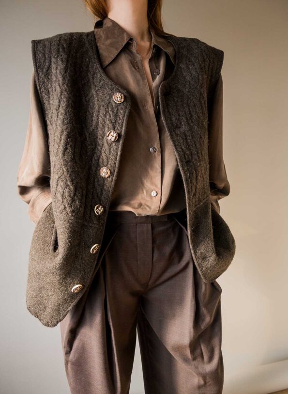 The boiled wool deep brown waistcoat - Size up to 42 - Image 2