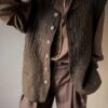The boiled wool deep brown waistcoat - Size up to 42