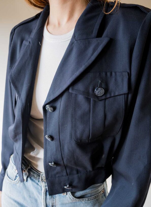 The Cropped cool wool navy uniform jacket by SPORTMAX - Size XS - Image 3
