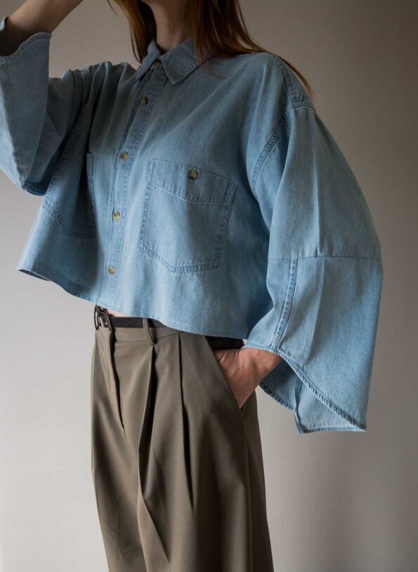 &II upcycled: The detailed sleeve denim shirt - Size up to 42 - Image 9