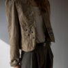 The light beige suede cropped jacket - Size up to 38