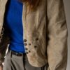 The light beige suede cropped jacket - Size up to 38 - Image 7