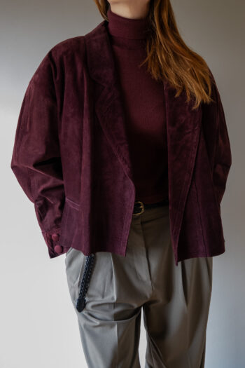&II Upcycled: The Deep wine red suede cropped jacket - Size up to 42