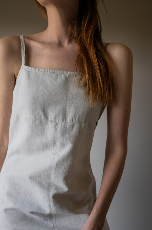The beige cotton strap dress - Size up to 38 - Image 2