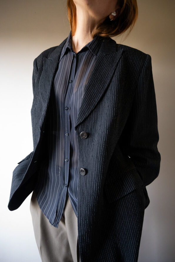 The striped deep navy blazer by ESCADA - Size up to 40 - Image 2