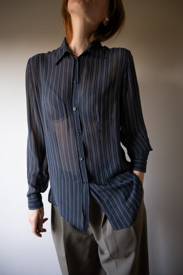 The sheer striped shirt in deep navy - Size up to S - Image 4