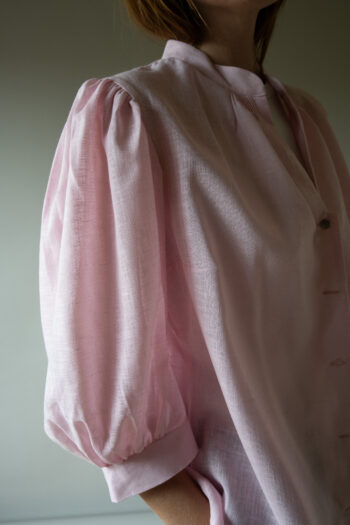 The full sleeve pastel pink 3/4 sleeve blouse - Size up to L