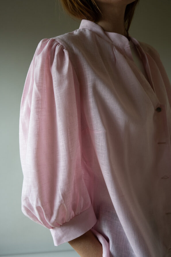 The full sleeve pastel pink 3/4 sleeve blouse - Size up to L