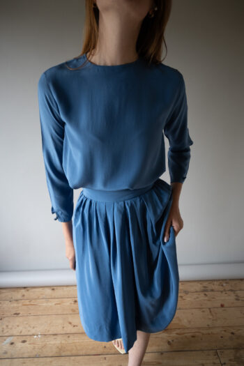 The 100% silk sky blue 2 piece set - Size up to 38