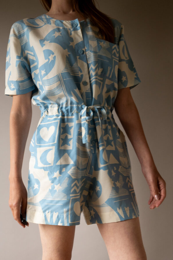 The light blue and white 100% silk playsuit - Size up to 38 - Image 7