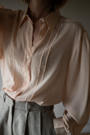 The 100% silk full sleeve detailed blouse - Size up to 40