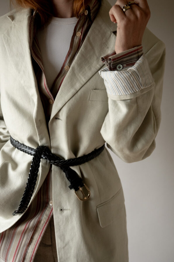 The linen beige minimalistic blazer - Size up to 40 - Image 5