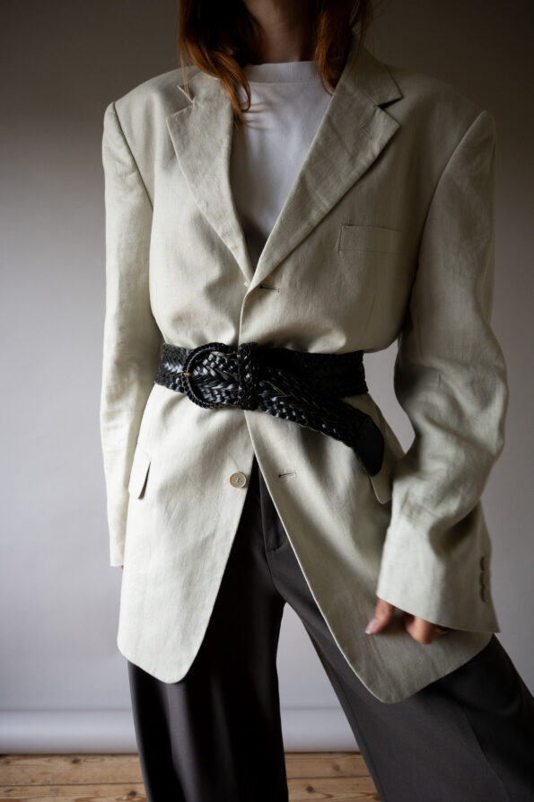 The linen beige minimalistic blazer - Size up to 40 - Image 3