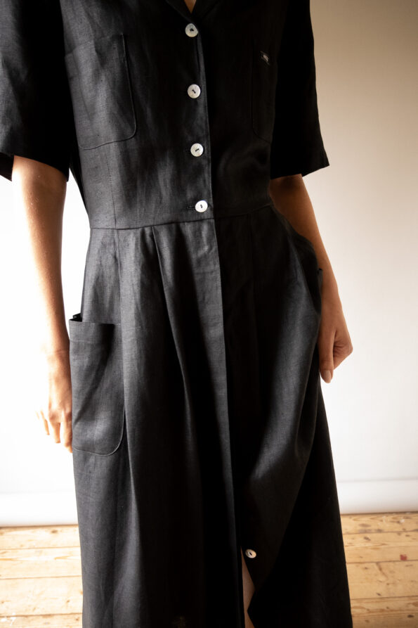 The 100% Linen black midi dress - Size up to L - Image 5