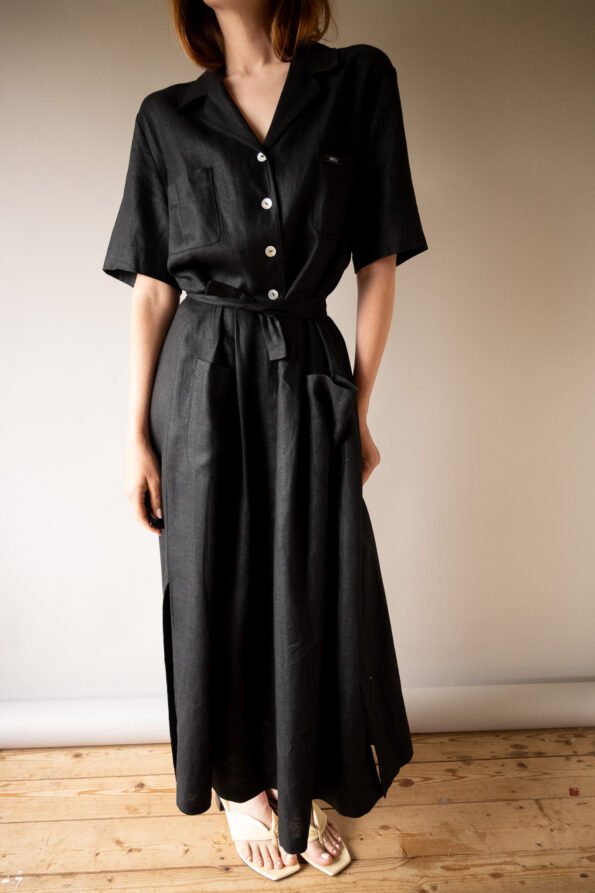 The 100% Linen black midi dress - Size up to L - Image 6