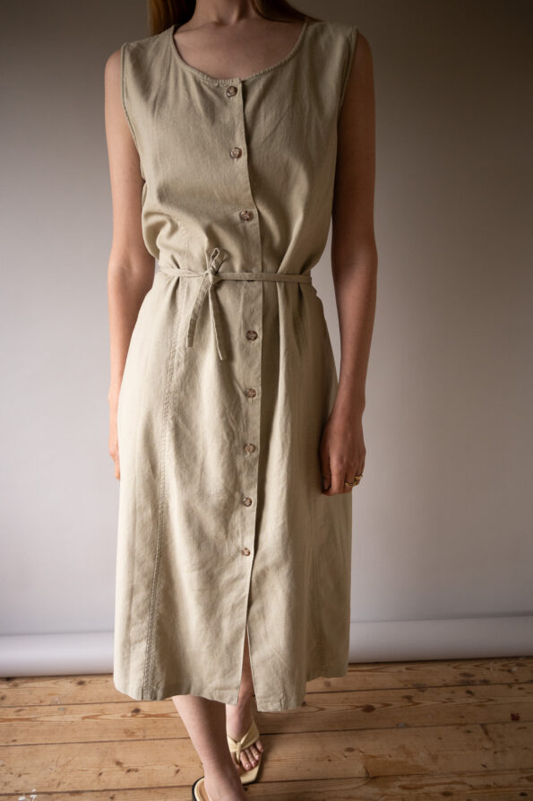 The linen blend beige buttoned dress - Size up to 38 - Image 2