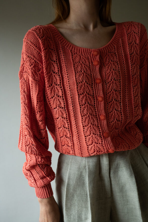 The cotton coral ajour cardigan - Size up to L