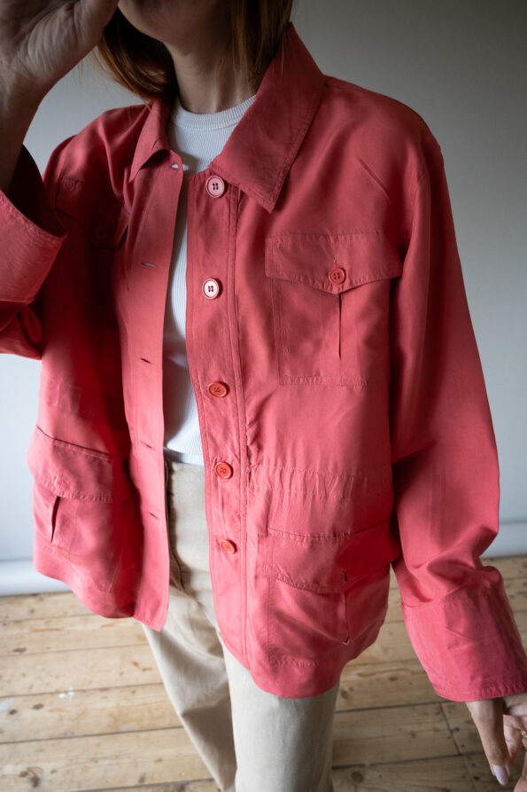 The coral pink 100% silk blouse jacket - Size up to 42 - Image 2