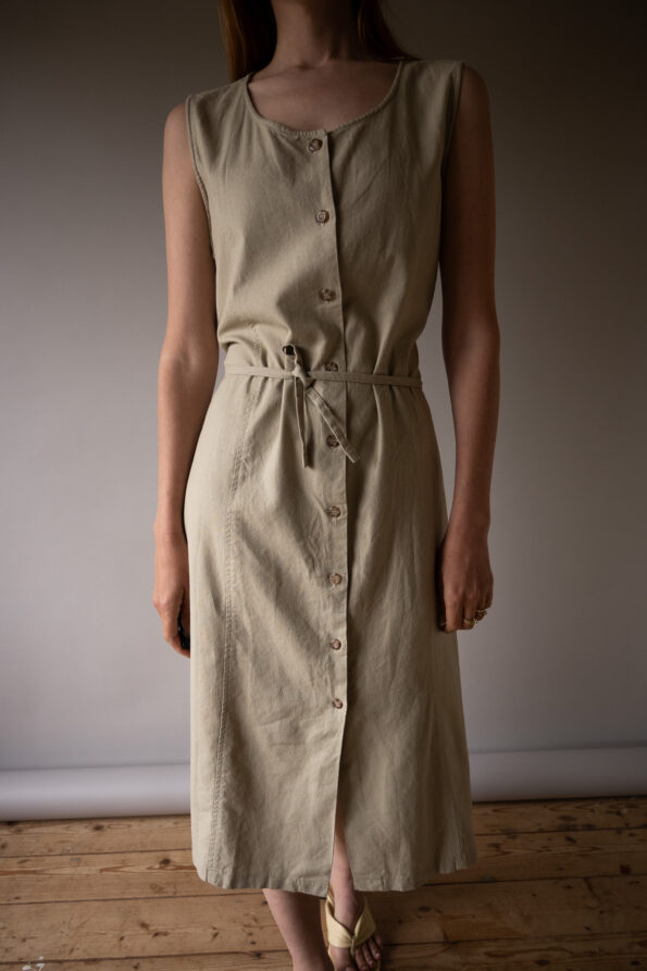 The linen blend beige buttoned dress - Size up to 38 - Image 4