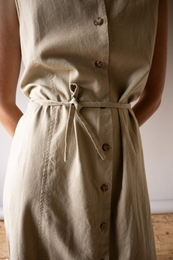 The linen blend beige buttoned dress - Size up to 38 - Image 3