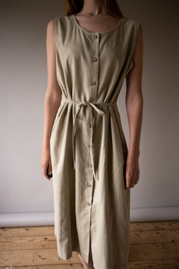 The linen blend beige buttoned dress - Size up to 38 - Image 5