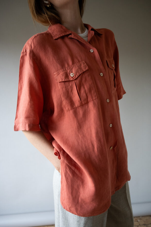 The coral pink 100% linen MAXMARA blouse - Size up to L - Image 4