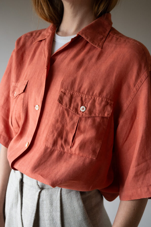 The coral pink 100% linen MAXMARA blouse - Size up to L - Image 6