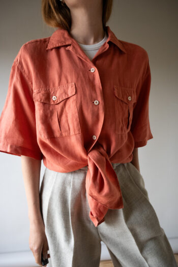 The coral pink 100% linen MAXMARA blouse - Size up to L