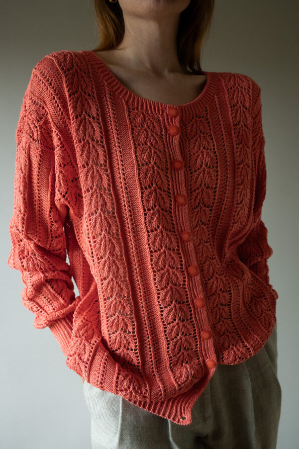 The cotton coral ajour cardigan - Size up to L - Image 5