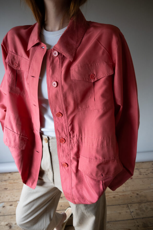 The coral pink 100% silk blouse jacket - Size up to 42 - Image 3
