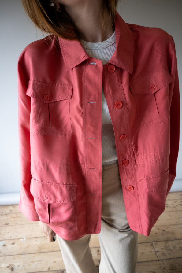 The coral pink 100% silk blouse jacket - Size up to 42 - Image 4